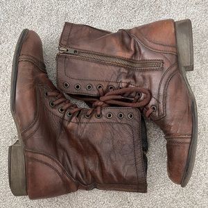 Steve Madden Brown Leather Troopa Boots, Size W9.5